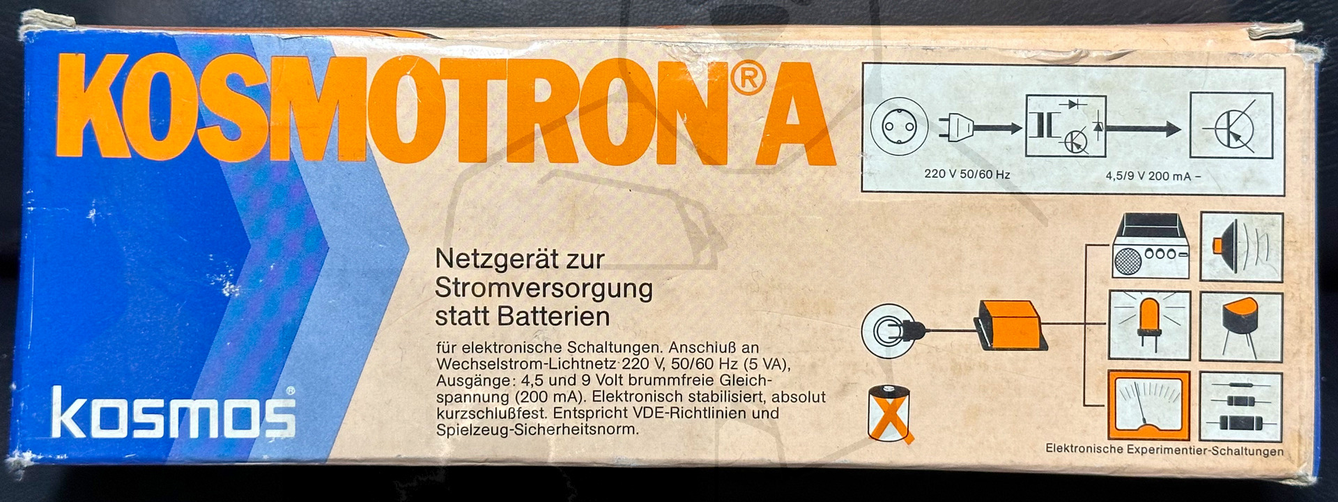 Kosmos Elektronik Kosmotron A Netzteil - Verpackung, Rückseite